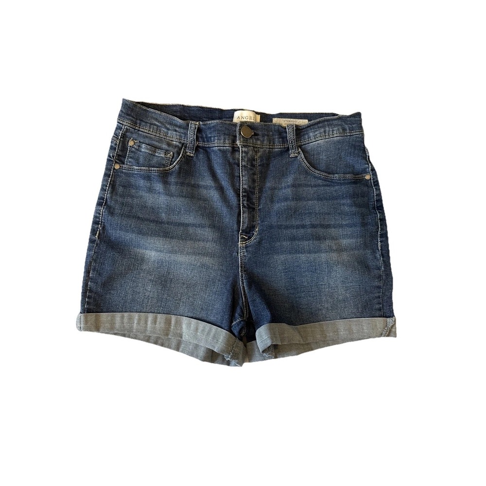 Angel Everflex Classic High Rise Distressed Denim Cuffed Shorts 12 Retro 90s